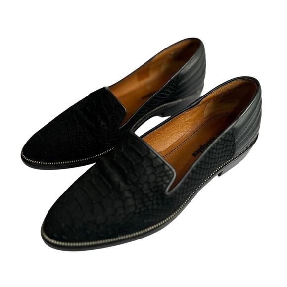 The Kooples Black Python Suede and Leather Loafer 7 - Picture 1 of 7